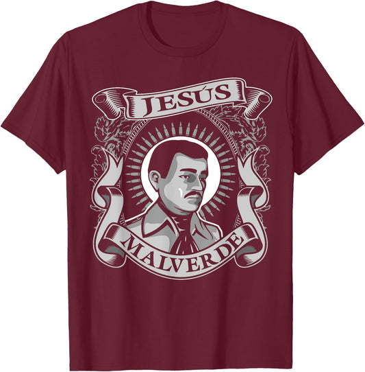 Jesus Malverde Mexican Hero Angel Of The Poor T-Shirt - T-Shirt | Maroon