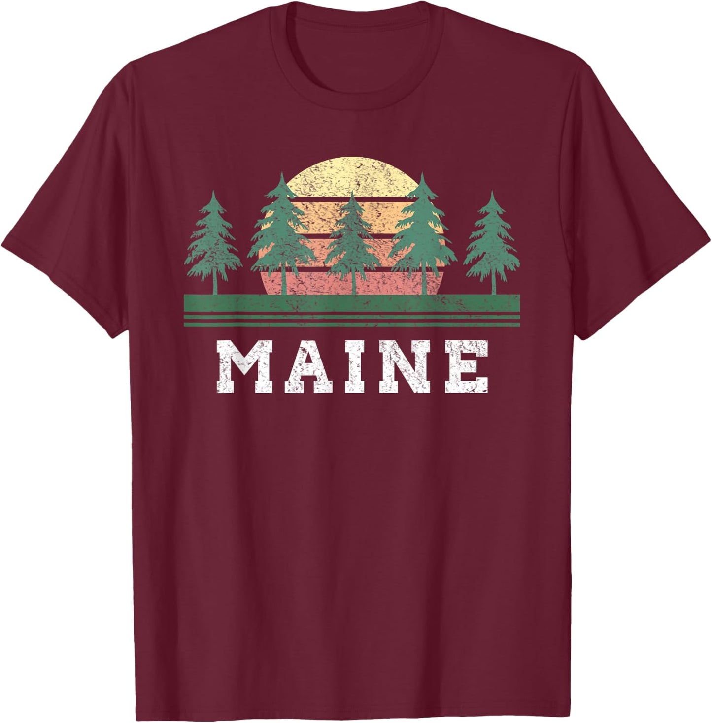 Maine Retro Vintage Gift Men Women Kids T-Shirt - T-Shirt | Maroon