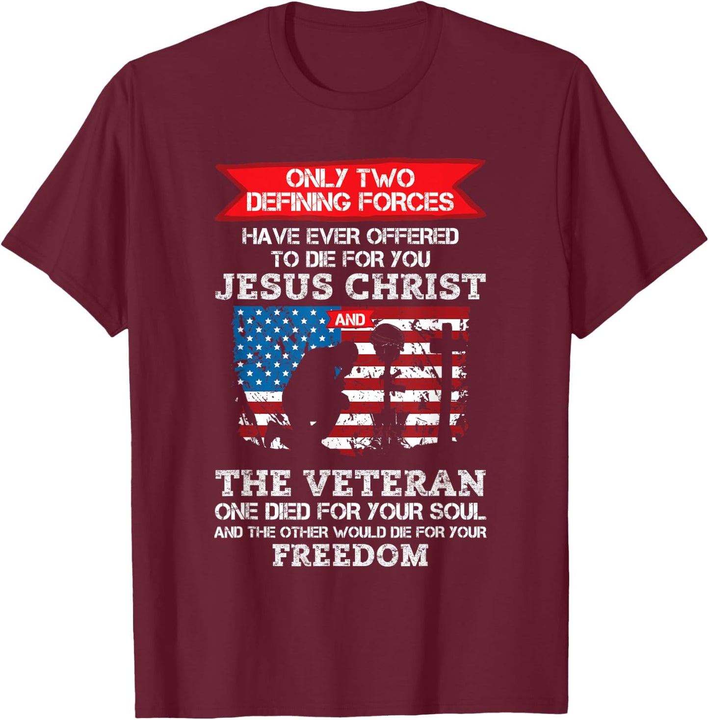 Honor Our Vets, Christian Veterans T-Shirt - T-Shirt | Maroon