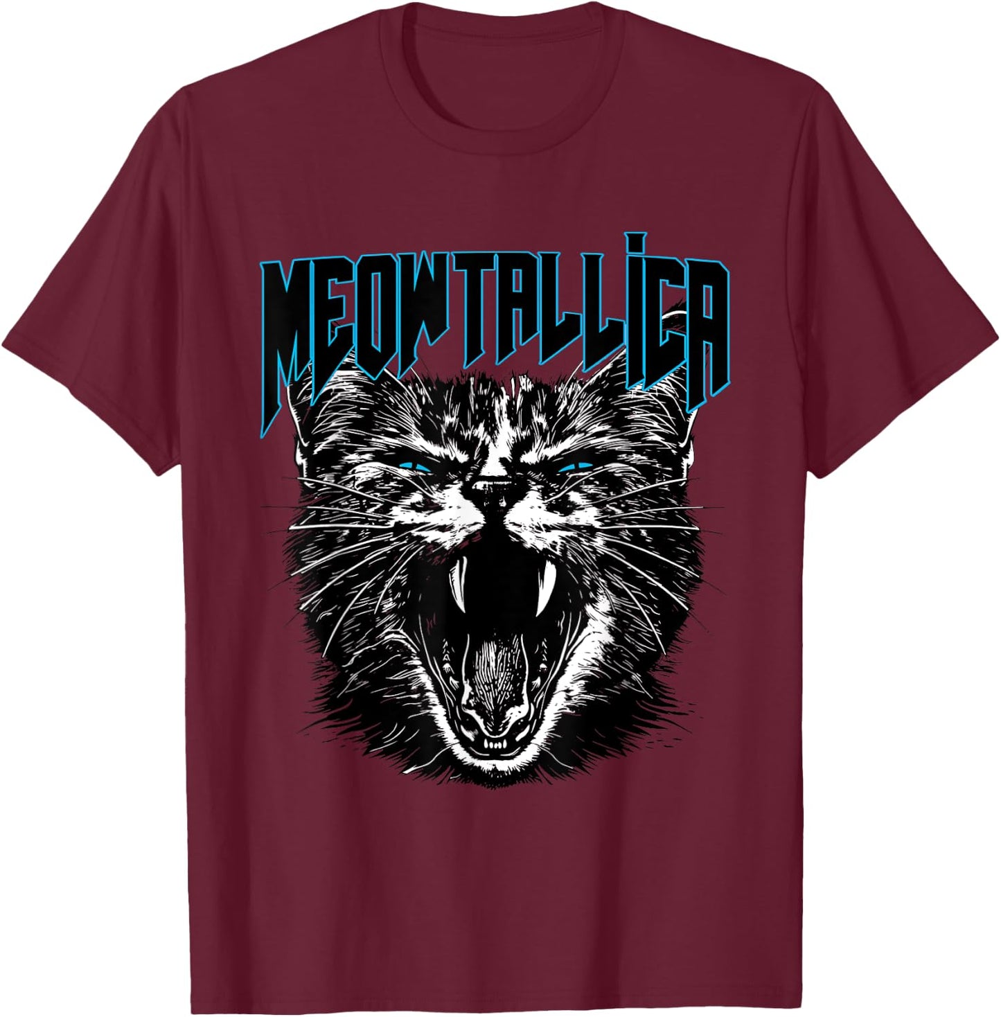 Funny Cat Lovers Meowtallica Design for Music Fans T-Shirt - T-Shirt | Maroon