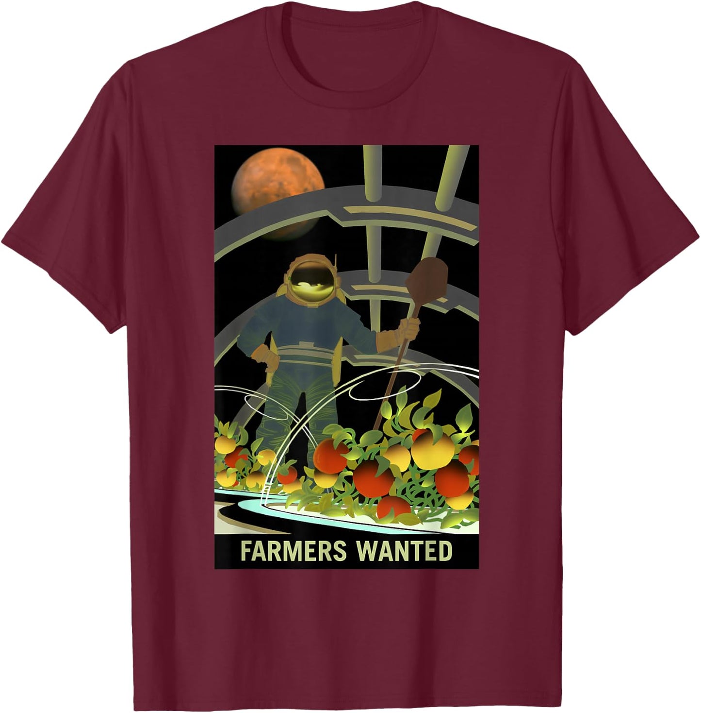NASA Farmers Wanted On Mars T-Shirt - T-Shirt | Maroon