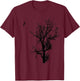 Tree and Bird Nature Black Graphic T-Shirt - T-Shirt | Maroon