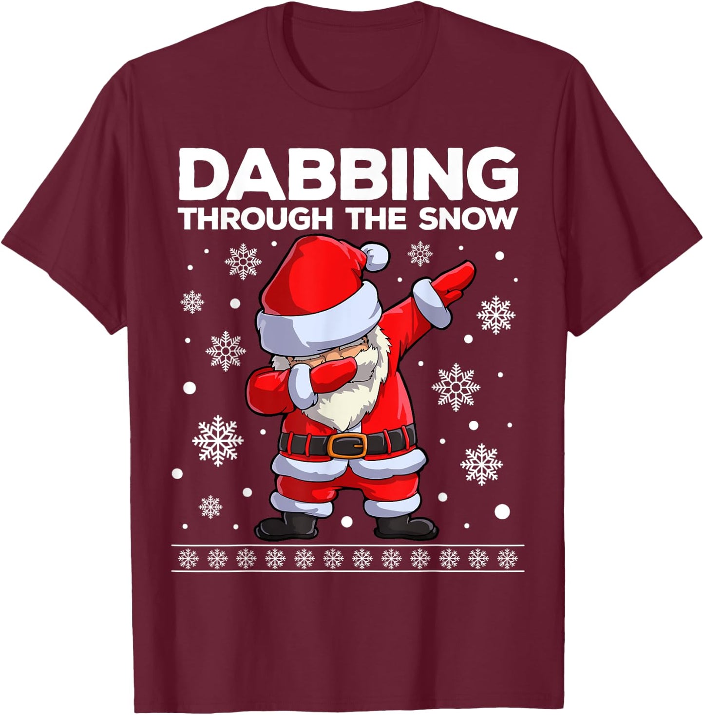 Christmas Santa Dabbing Through The Snow Xmas Boys Men Dab T-Shirt - T-Shirt | Maroon