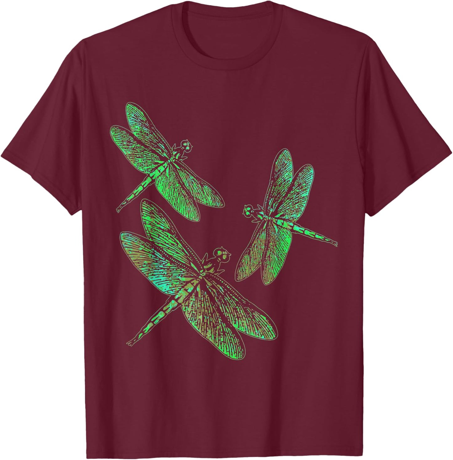 Retro Dragonflies Shirt - Cool Trendy Vintage Print Gift T-Shirt - T-Shirt | Maroon