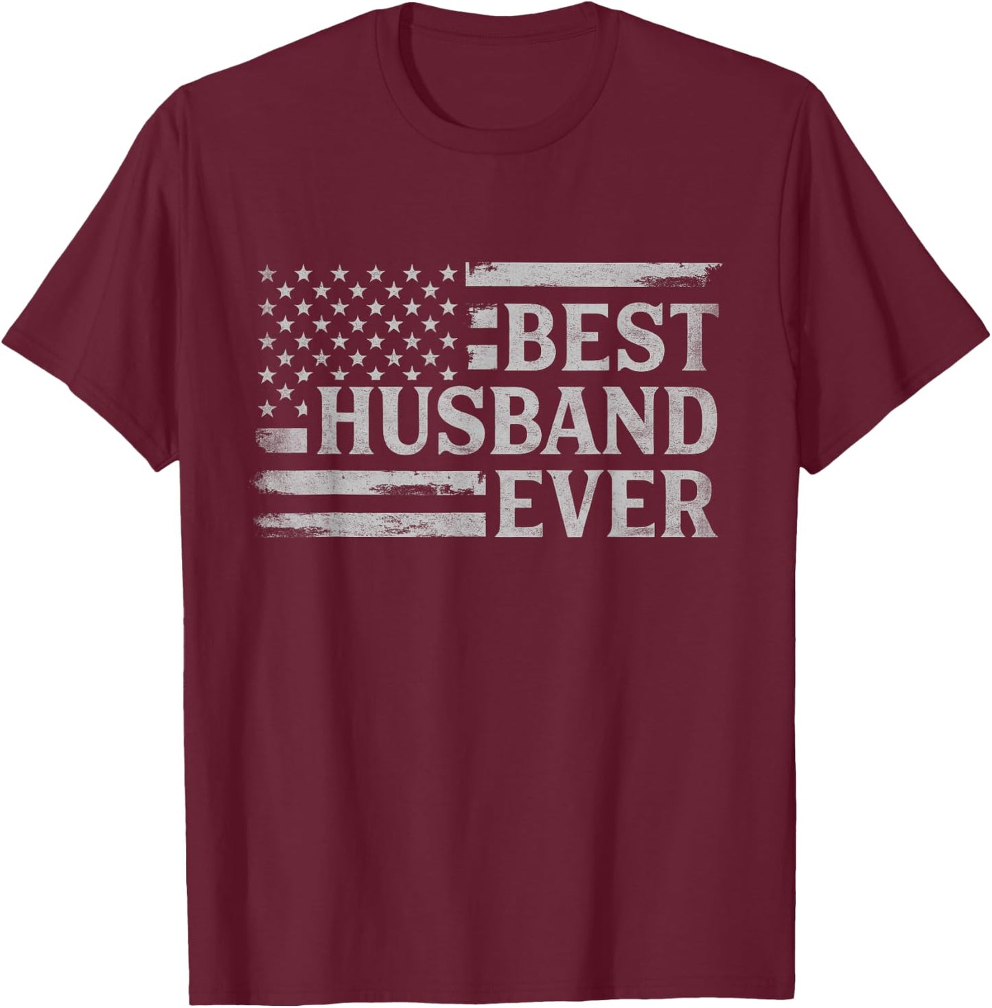 Best Husband Ever Grey Vintage USA Flag Father's Day T-Shirt - T-Shirt | Maroon