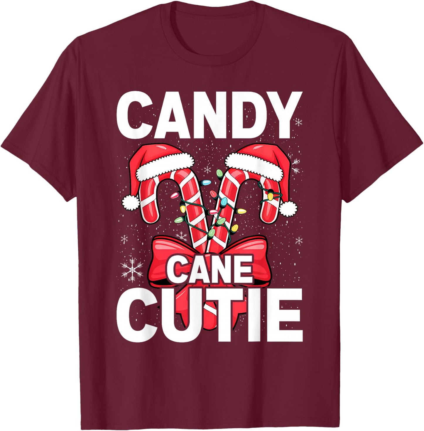 Candy Cane Cutie Christmas Xmas Women Girls Kids Toddler T-Shirt - T-Shirt | Maroon