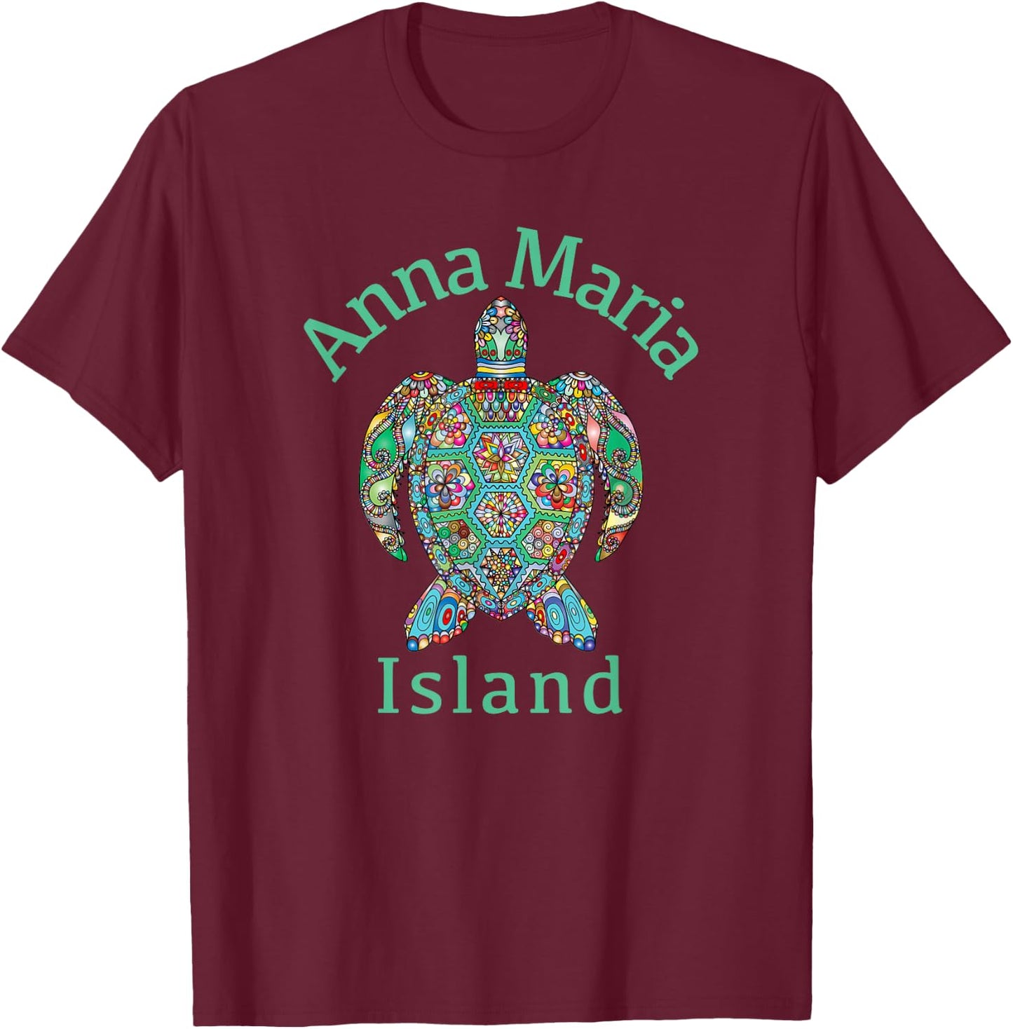 Anna Maria Island Tribal Turtle Gift T-Shirt - T-Shirt | Maroon