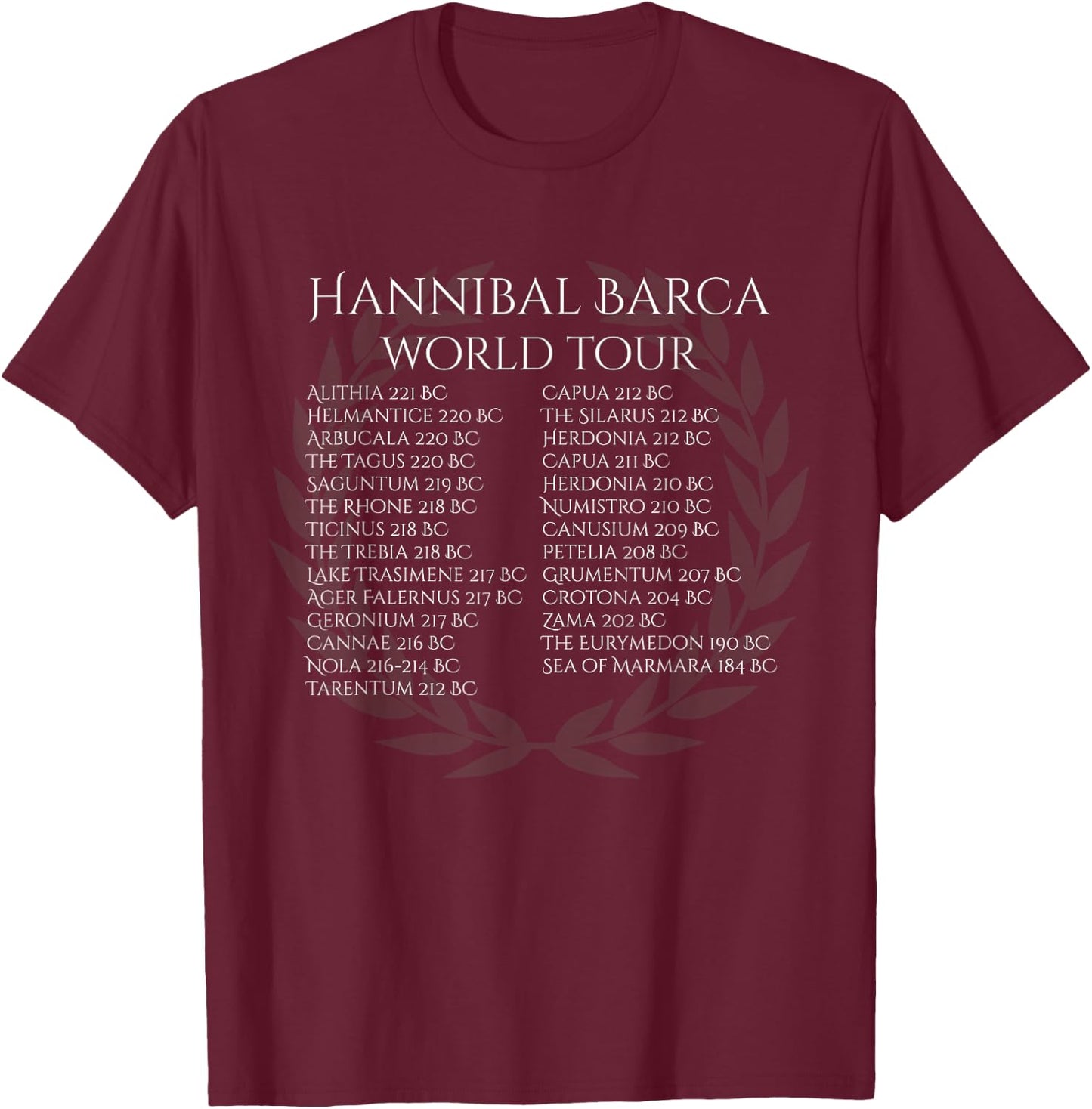 Hannibal Barca World Tour Punic Wars History T-Shirt - T-Shirt | Maroon