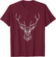 Hand Drawn Buck Deer Style Antlers T-Shirt - T-Shirt | Maroon