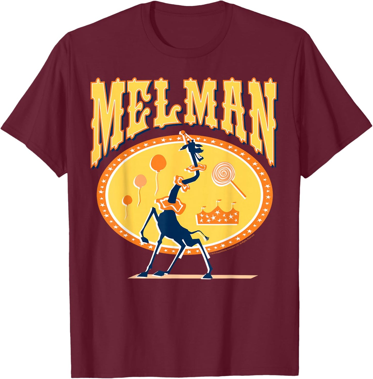 Madagascar Melman Circus Giraffe Silhouette Poster T-Shirt - T-Shirt | Maroon