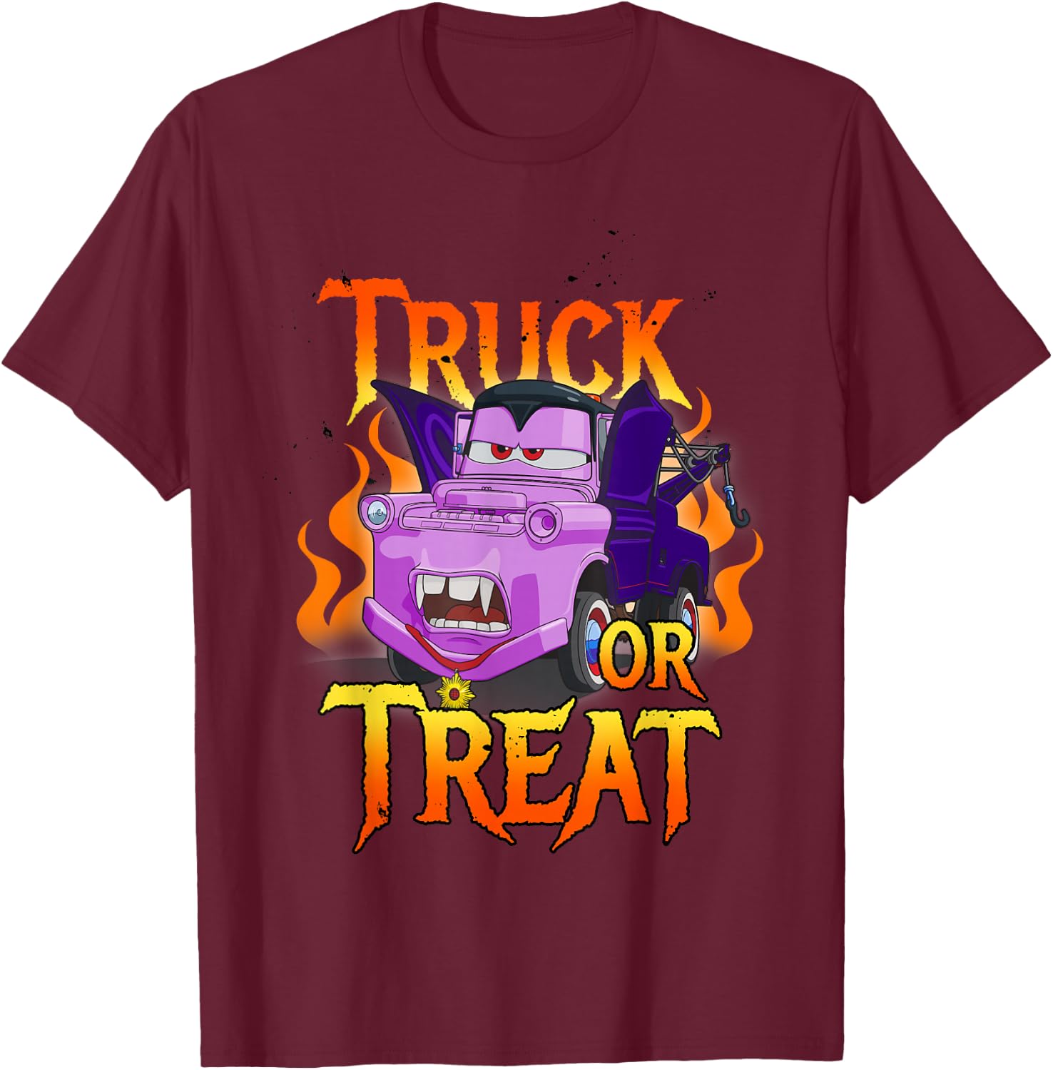 Disney Pixar Cars Halloween Vampire Truck Or Treat T-Shirt - T-Shirt | Maroon