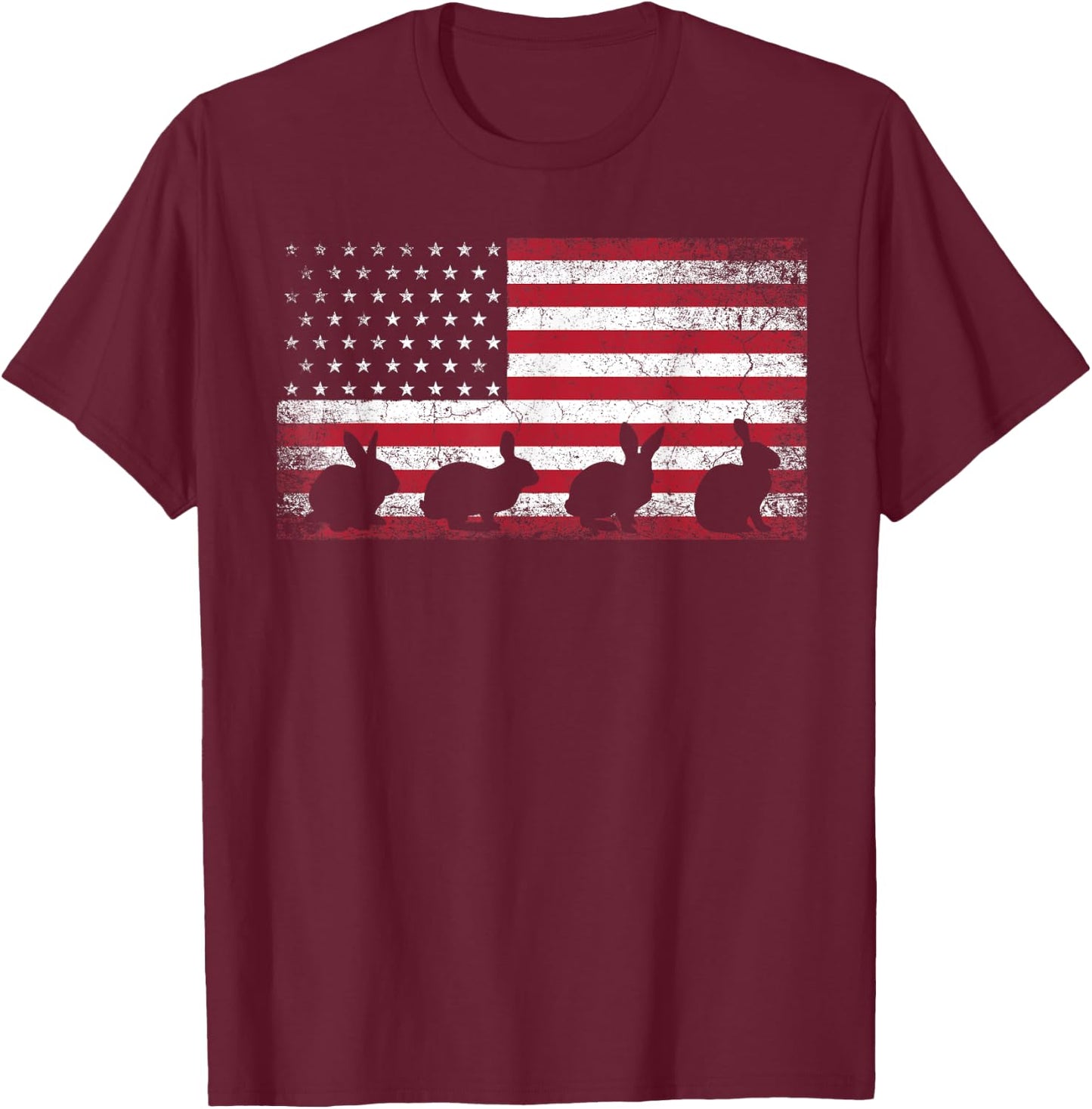 Retro Easter Bunny Rabbit Vintage 4th of July American Flag T-Shirt - T-Shirt | Maroon