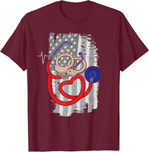 Correctional Nursing T Shirt - American Flag Patriotic T-Shirt - T-Shirt | Maroon