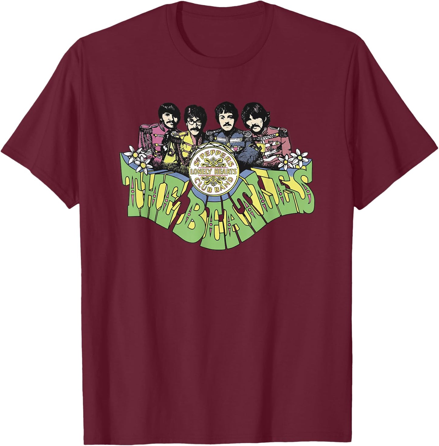 The Beatles - Lonely Hearts Club 2 T-Shirt - T-Shirt | Maroon