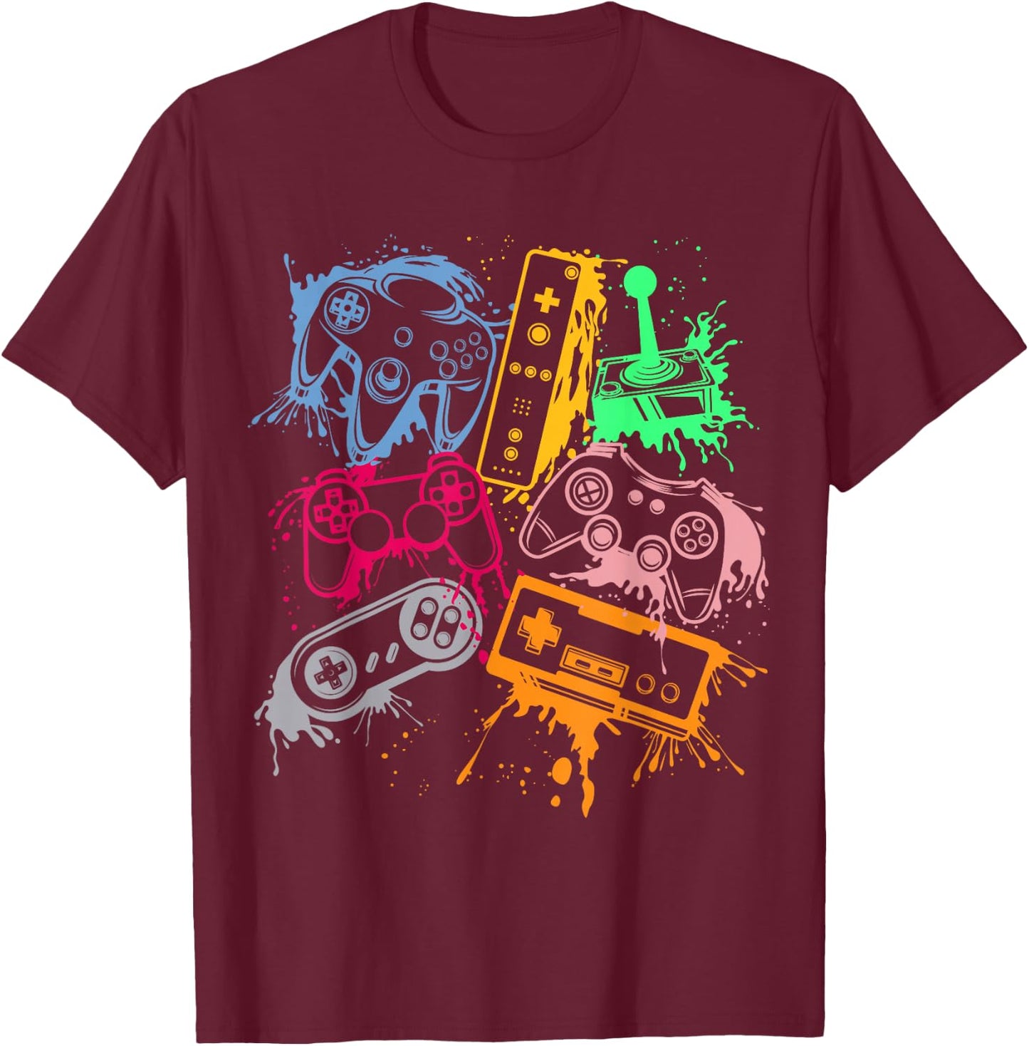 Video Game Console Controllers Retro 80's 90's Arcade Gamer T-Shirt - T-Shirt | Maroon