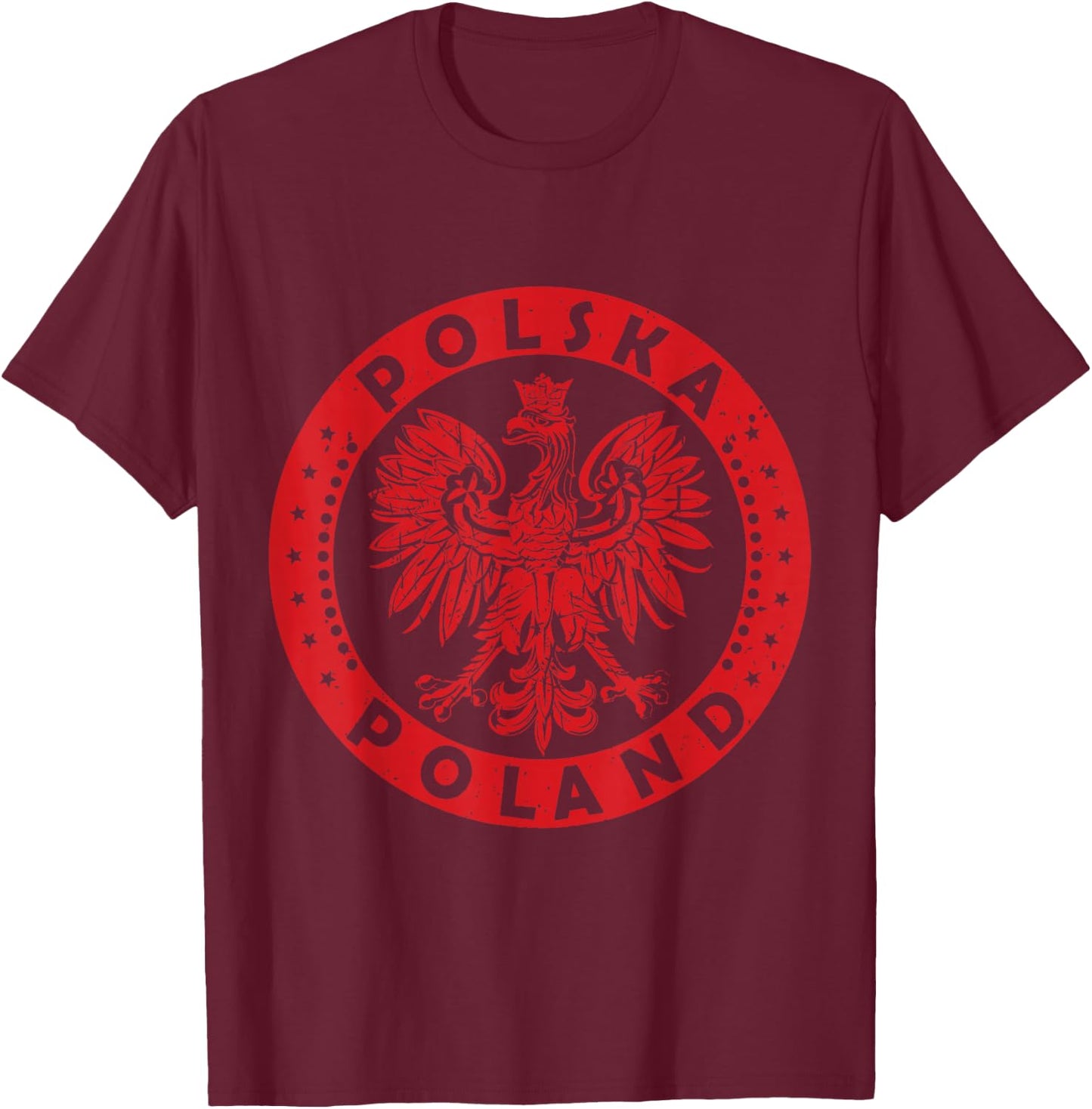 Polska Polish Eagle Vintage Distressed Poland Coat Of Arms T-Shirt - T-Shirt | Maroon
