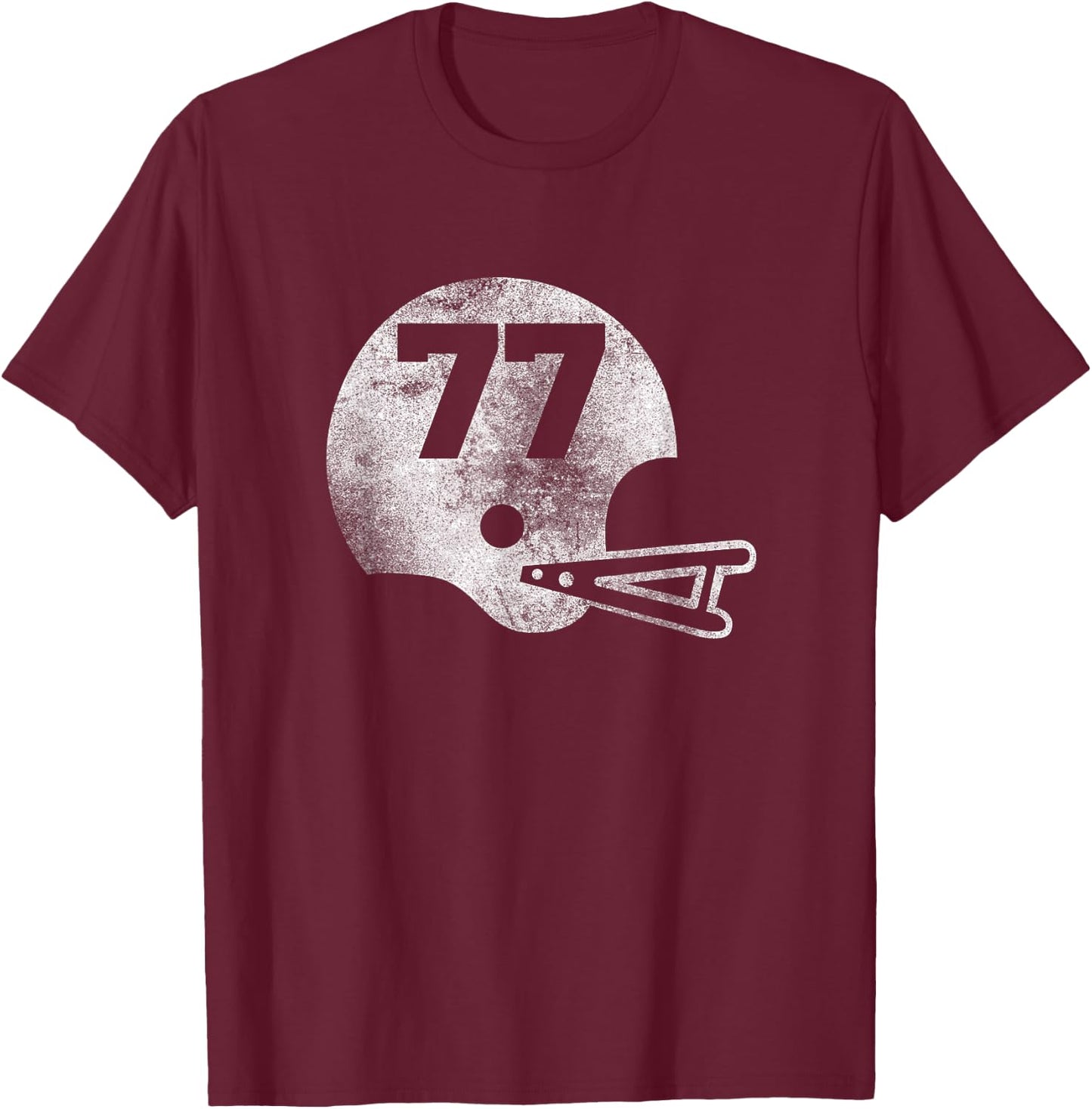 Vintage Football Jersey Number 77 Player Number T-Shirt - T-Shirt | Maroon
