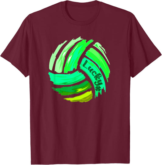Volleyball St. Patrick's Day Lucky Green for Boys & Girls T-Shirt - T-Shirt | Maroon