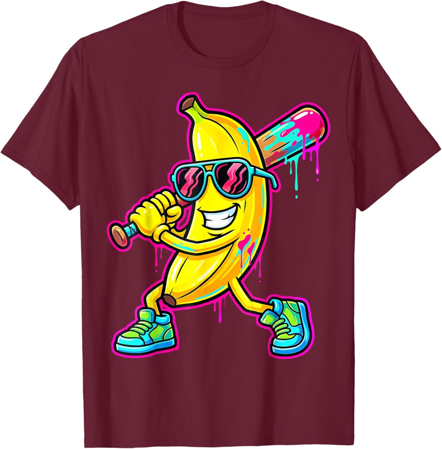 Graphic Banana Proud Name Retro Banana Funny Ice Cream Drip T-Shirt - T-Shirt | Maroon