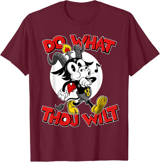 Do What Thou Wilt Baphomet 30s Cartoon Occult Esotericism T-Shirt - T-Shirt | Maroon