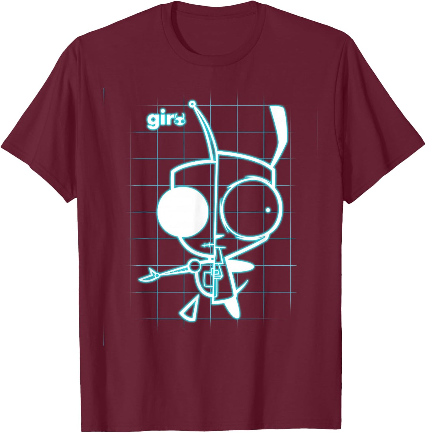 Nickelodeon Invader Zim X-Ray Schematic Gir T-Shirt - T-Shirt | Maroon