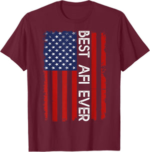 Best AFI Ever Vintage American Flag Fathers Day T-Shirt - T-Shirt | Maroon