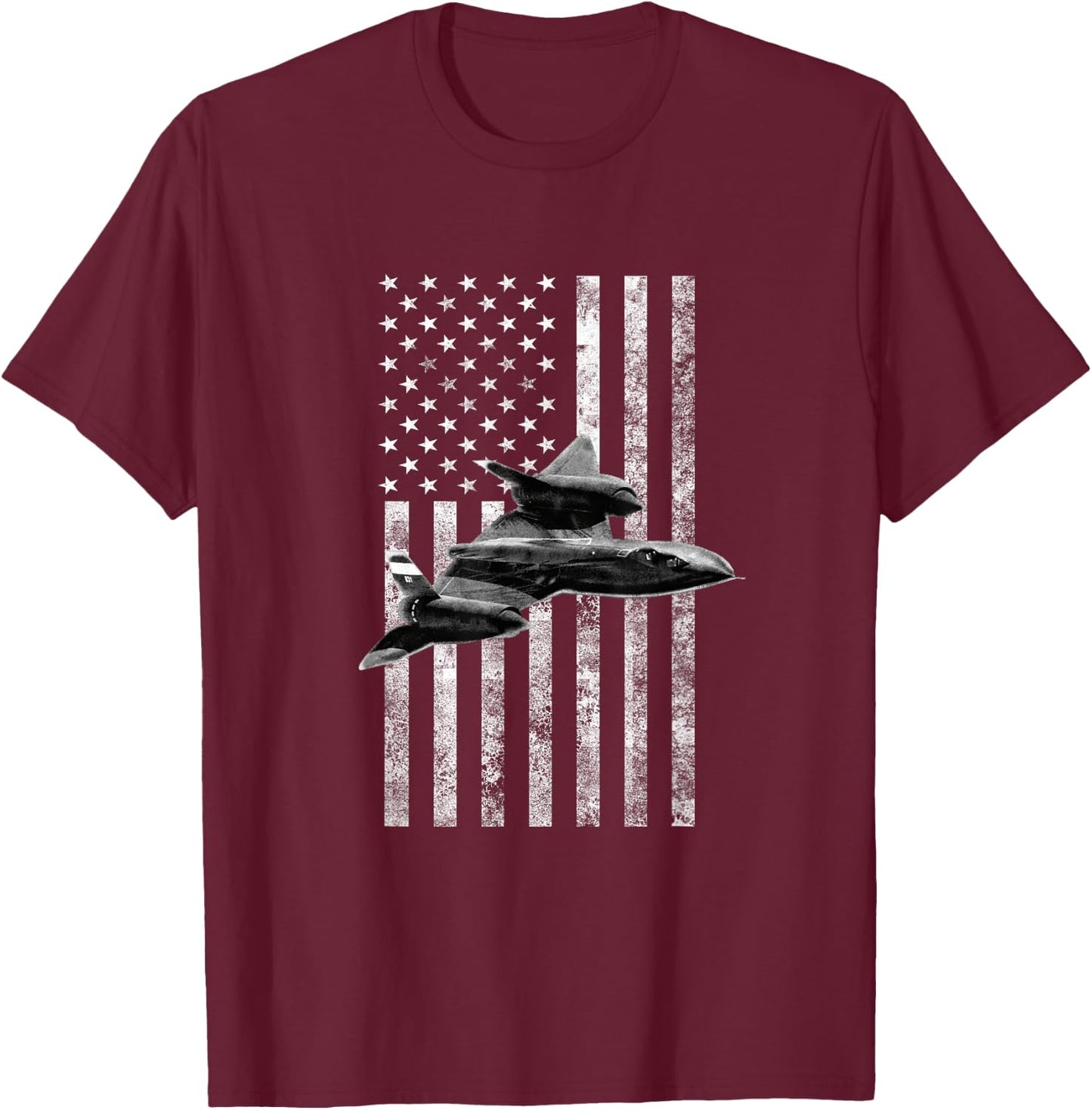 SR-71 Blackbird American USA Flag - Military T-Shirt - T-Shirt | Maroon