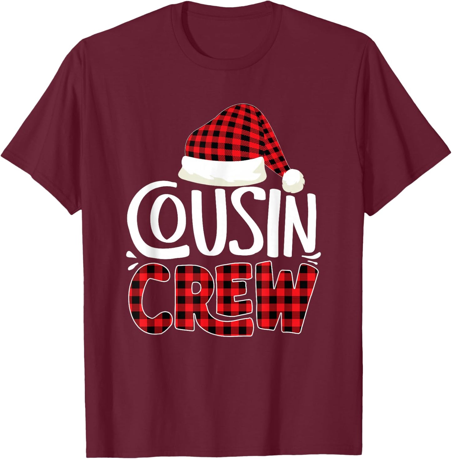 Cousin Crew Family Group Matching Christmas Pajama Party T-Shirt - T-Shirt | Maroon