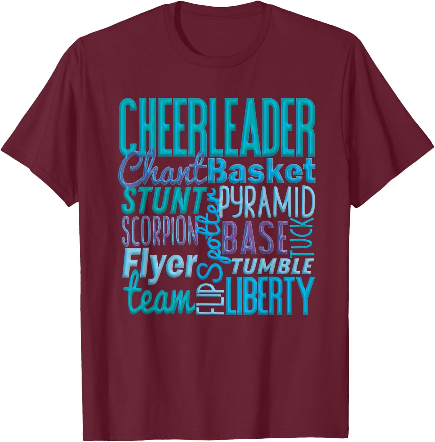 Cute Cheerleader Gift, Blue Cheer Moves Cheerleading Coach T-Shirt - T-Shirt | Maroon
