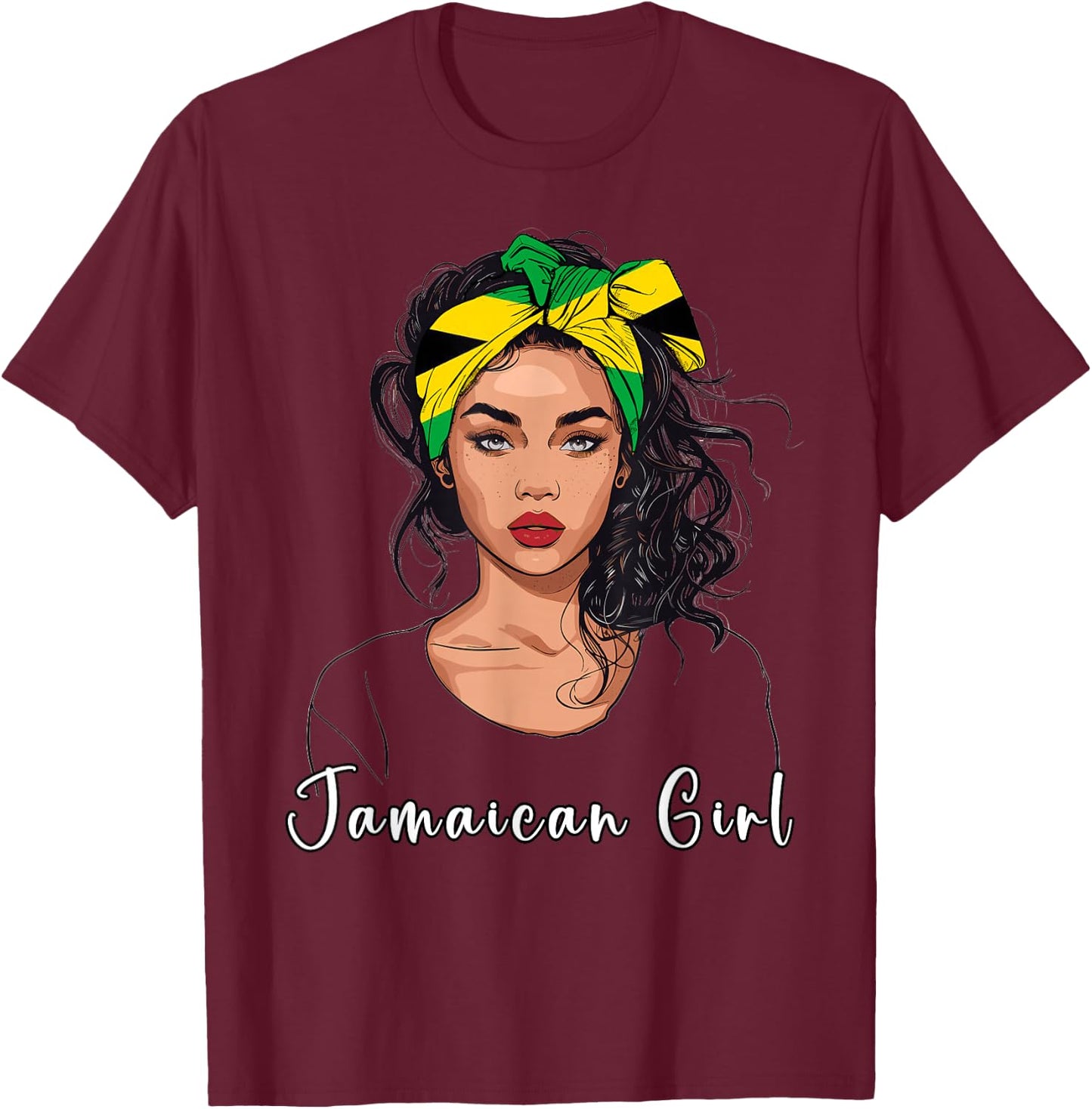 Jamaican Girl Flag Souvenirs Products Jamaica T-Shirt - T-Shirt | Maroon