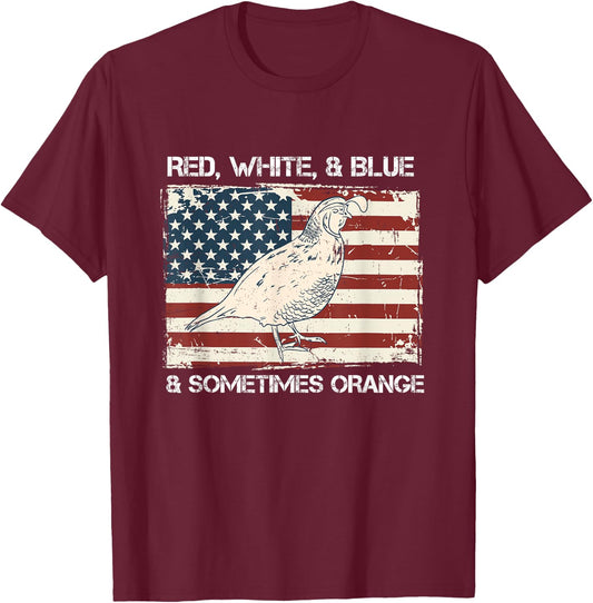 American Flag Quail Hunting Patriotic T Shirt Gift Kids Men T-Shirt - T-Shirt | Maroon