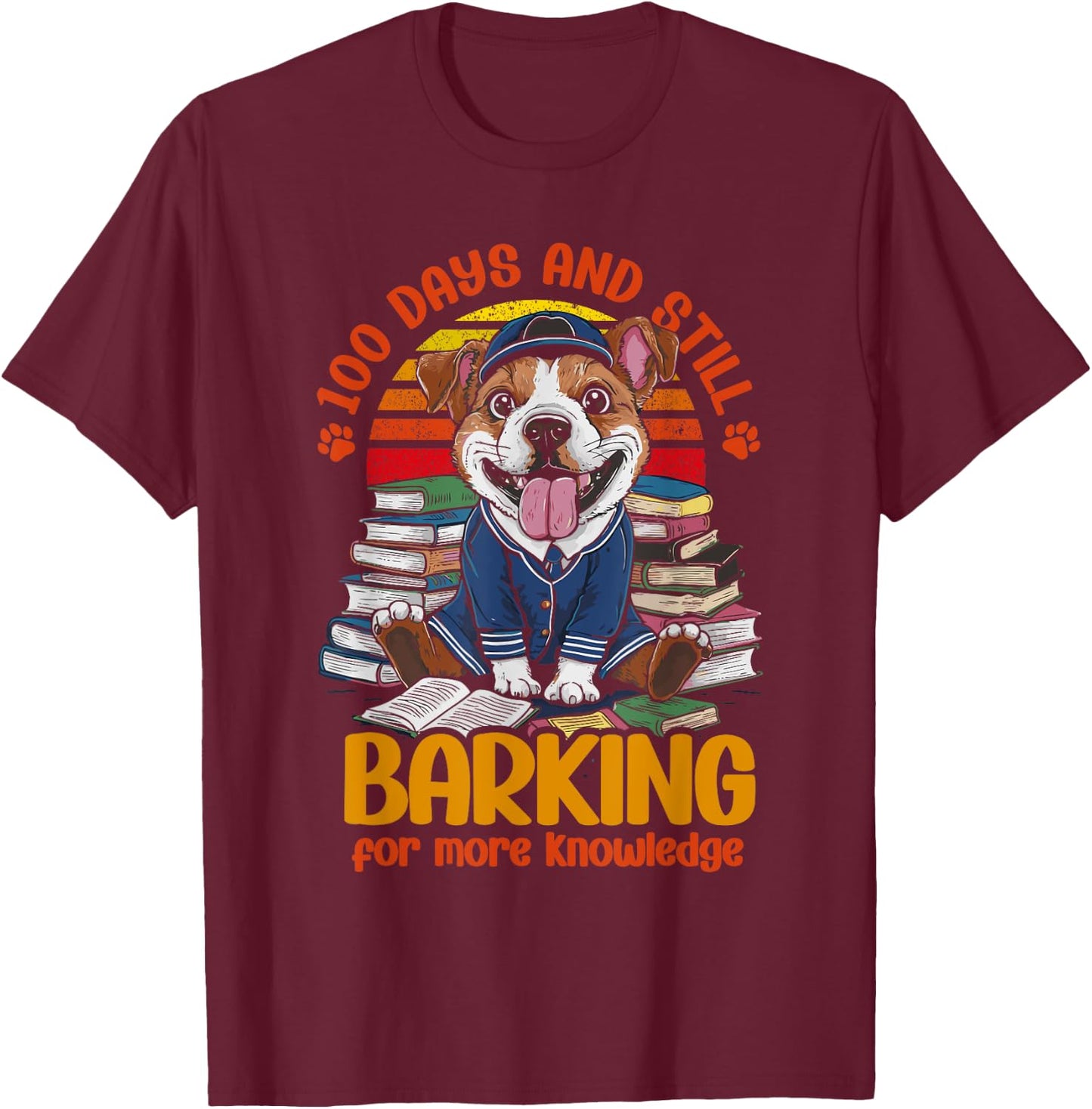 Dog 100 Days Of School Barking For More Knowledge Women Kids T-Shirt - T-Shirt | Maroon
