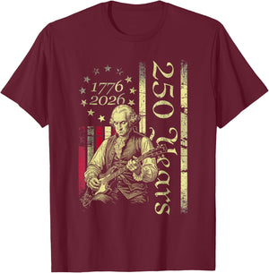 Vintage George Washington Playing Guitar 250 Years America T-Shirt - T-Shirt | Maroon