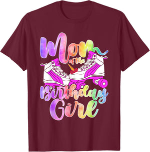 Mom Birthday Rolling Skate Birthday family Party T-Shirt - T-Shirt | Maroon