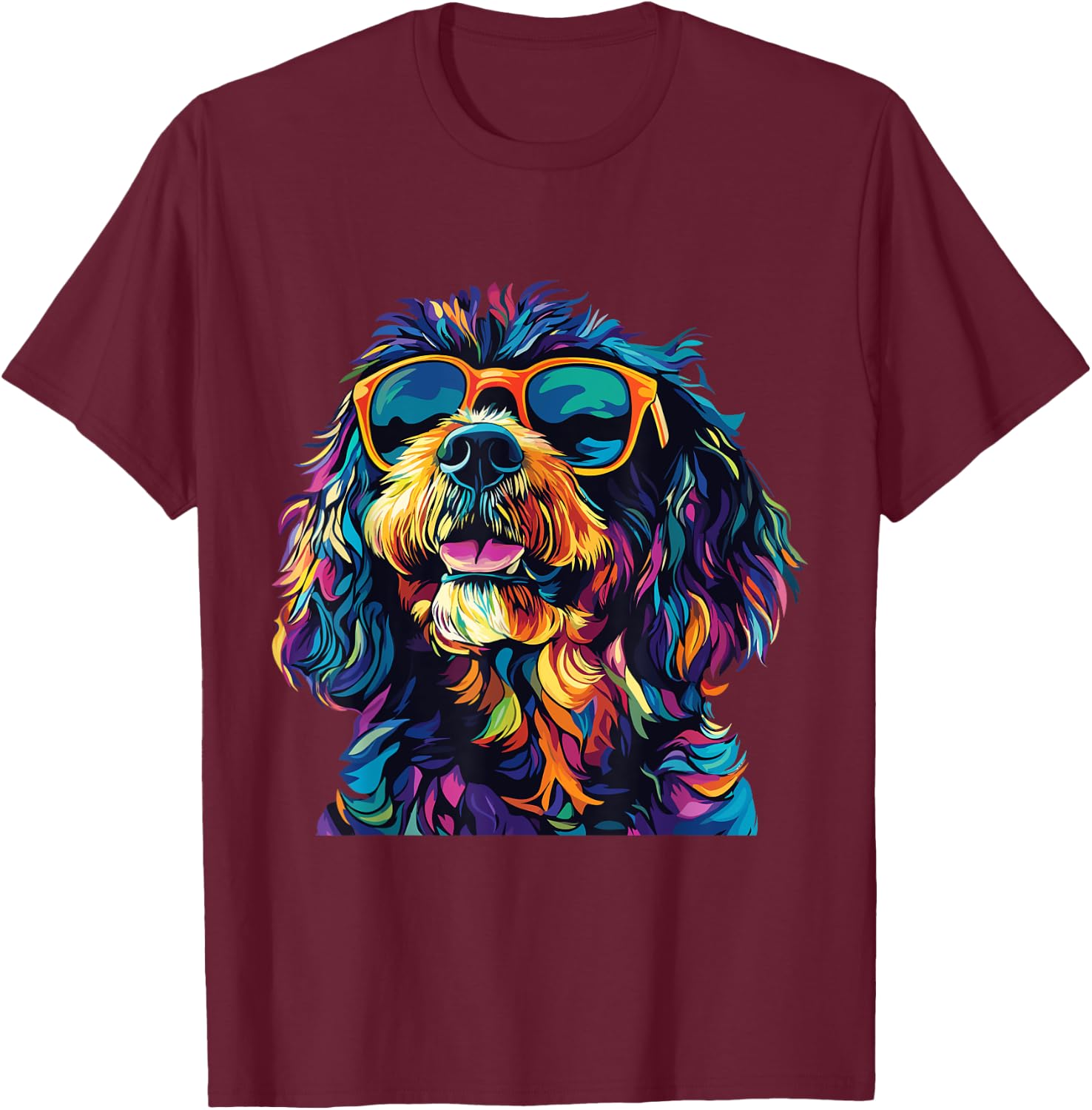 Bernedoodle Lover Sunglasses Pop Art Funny Bernedoodle T-Shirt - T-Shirt | Maroon
