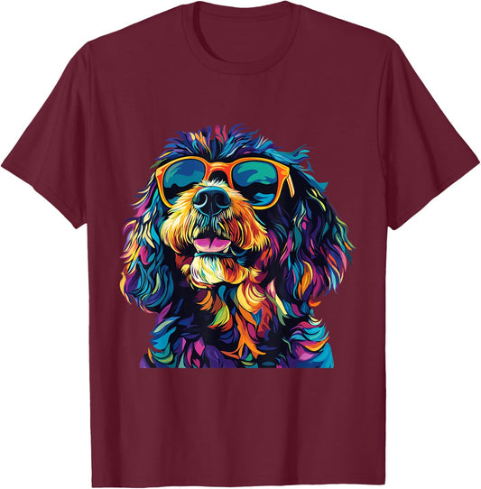 Bernedoodle Lover Sunglasses Pop Art Funny Bernedoodle T-Shirt - T-Shirt | Maroon