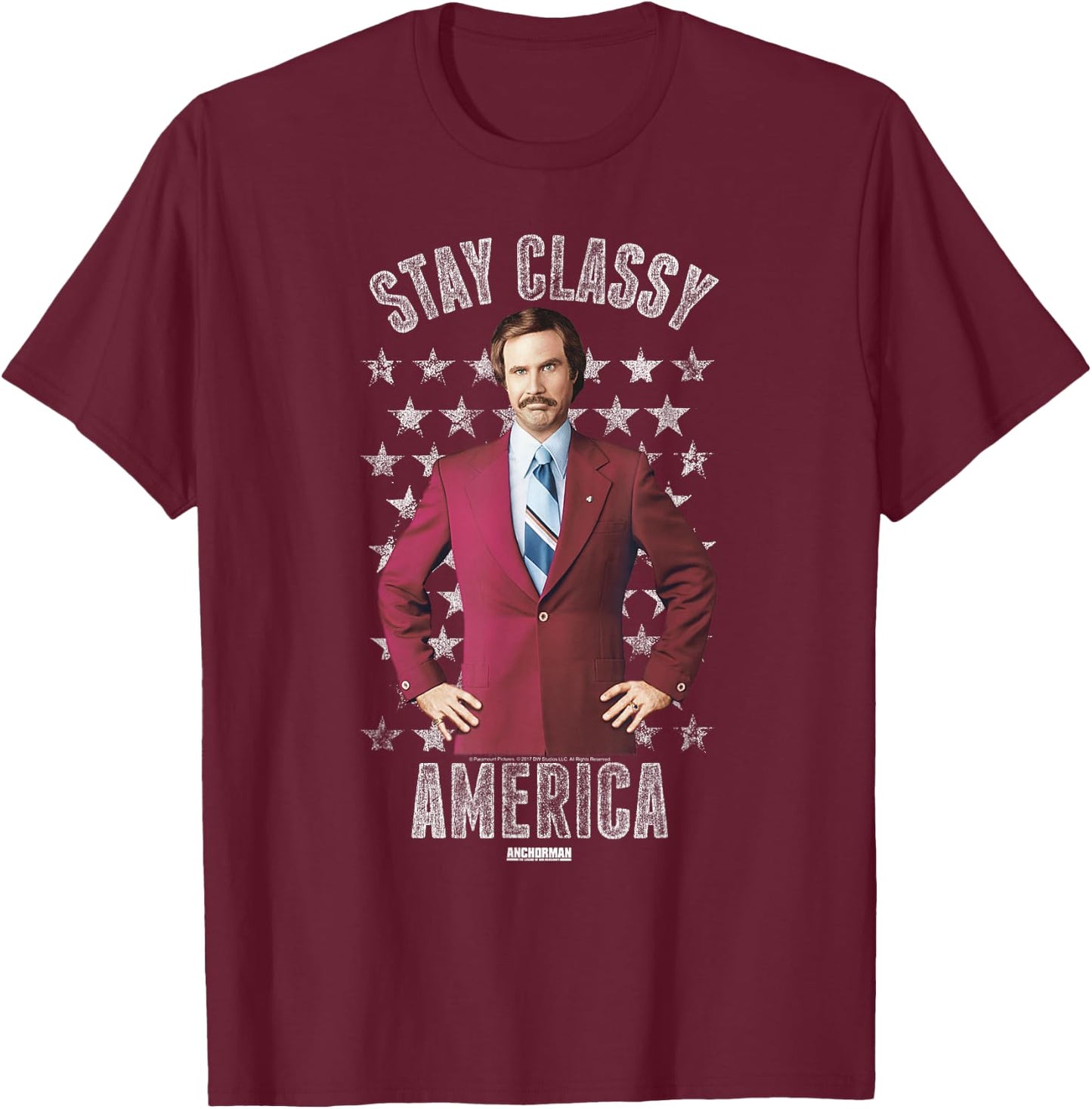 Anchorman Stay Classy America T-Shirt - T-Shirt | Maroon