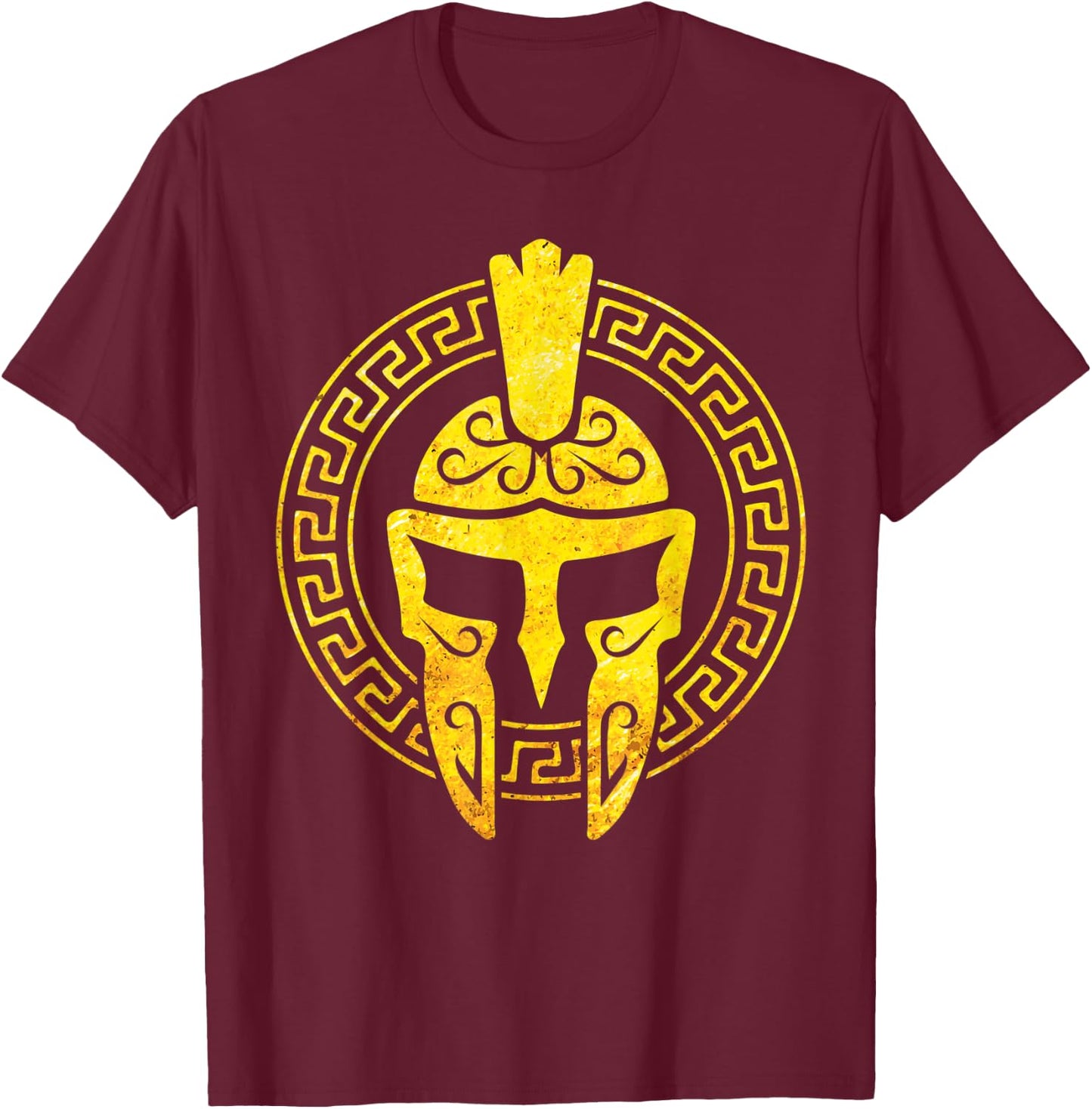 Spartan Helmet Workout Sparta Gold Fitness Gym Greek Gift T-Shirt - T-Shirt | Maroon