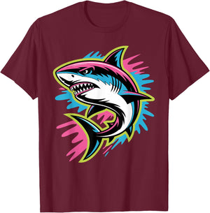 Cool Shark Art Women Kids Boys Girls Shark Lover T-Shirt - T-Shirt | Maroon