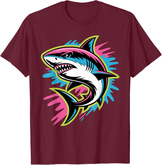 Cool Shark Art Women Kids Boys Girls Shark Lover T-Shirt - T-Shirt | Maroon