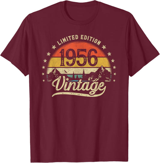 Vintage 1956 Limited Edition 70th Birthday 70 Years Old Men T-Shirt - T-Shirt | Maroon