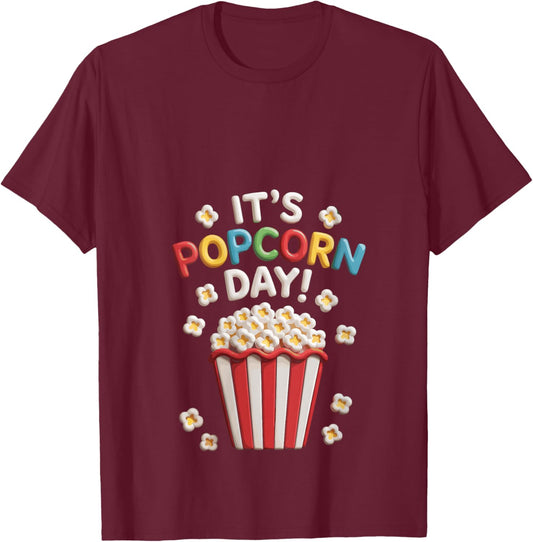 Women's Retro It’s Popcorn Day Funny Celebration Movie Design V-Neck T-Shirt - T-Shirt | Maroon