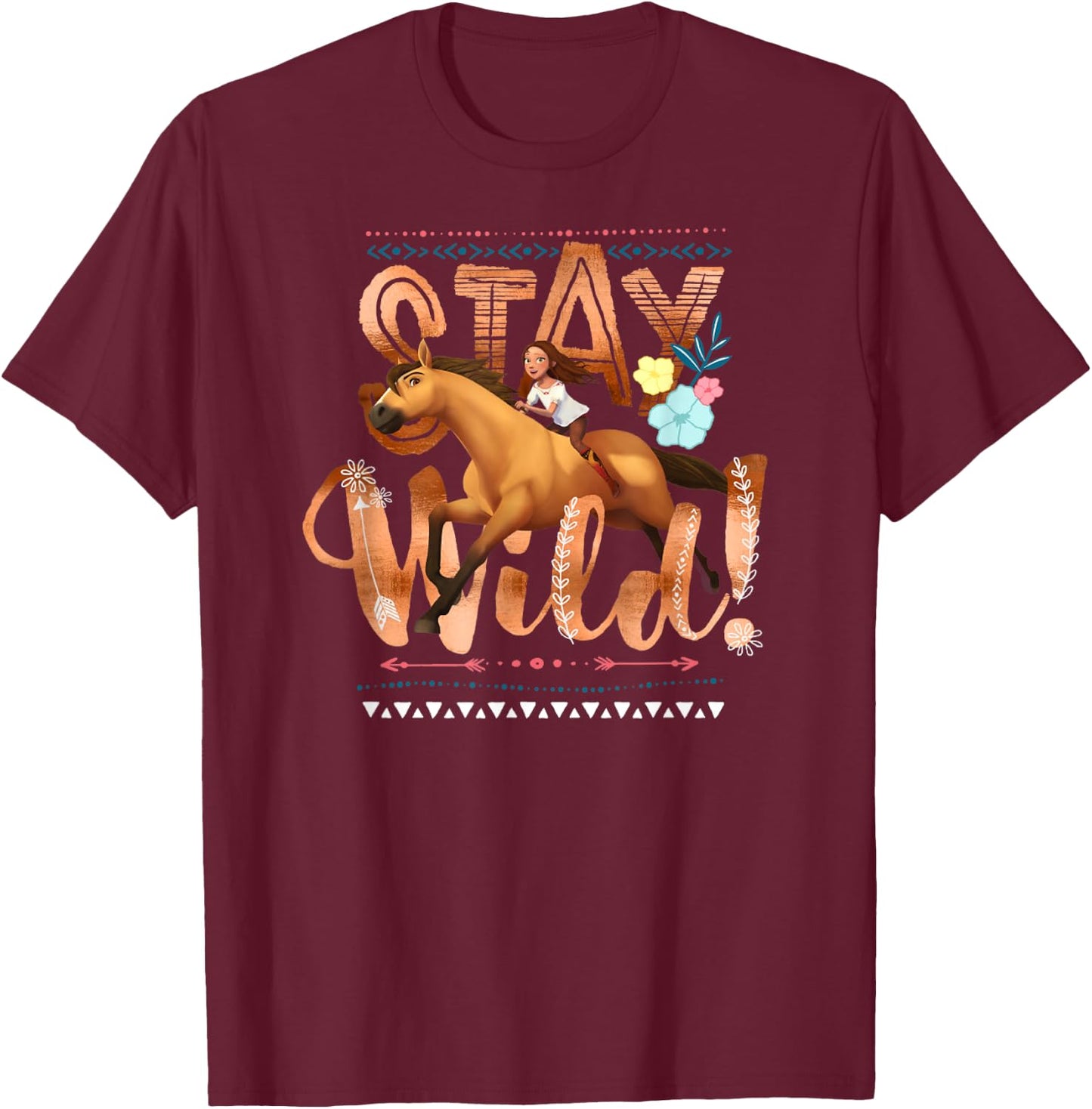 DreamWorks Spirit Riding Free Stay Wild T-Shirt - T-Shirt | Maroon