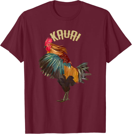 Vintage Kauai Chicken Rooster Garden of Isle T-Shirt - T-Shirt | Maroon