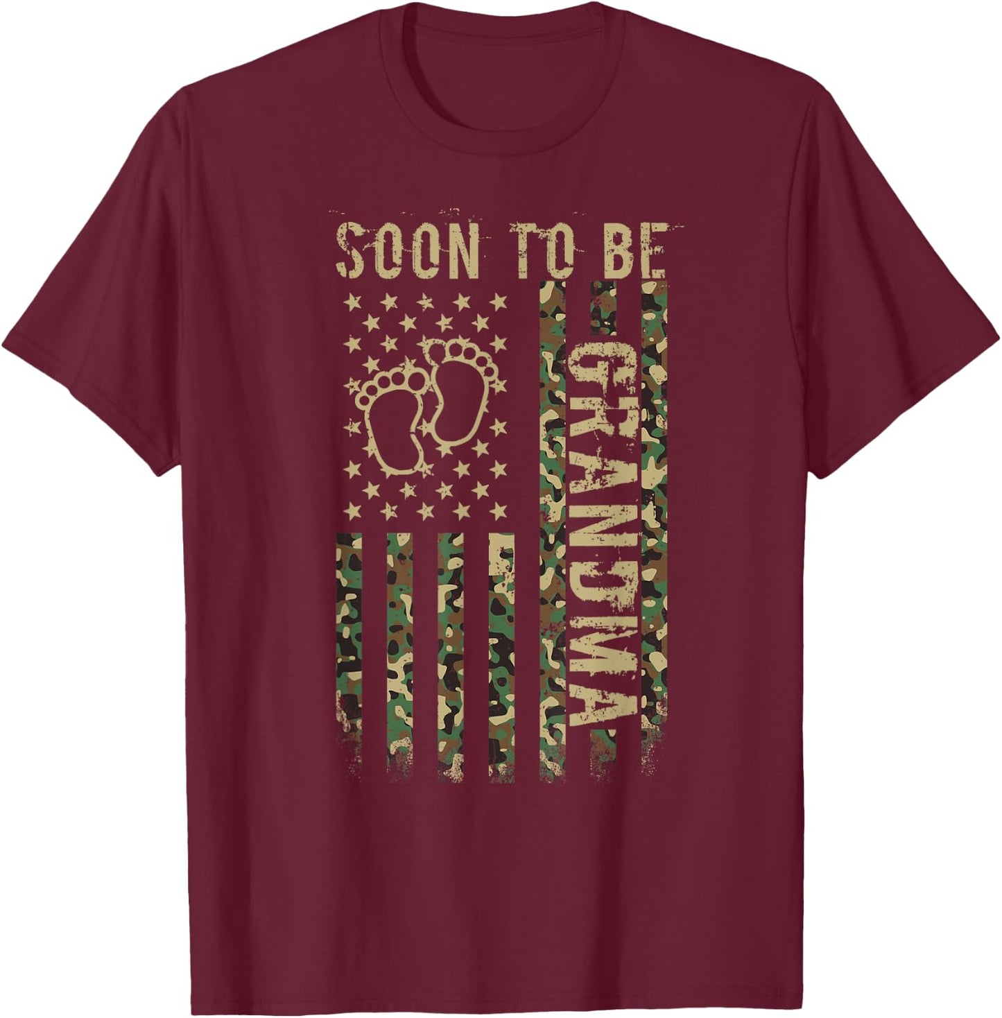 Soon To Be Grandma American Flag Camouflage Grandma Camo T-Shirt - T-Shirt | Maroon