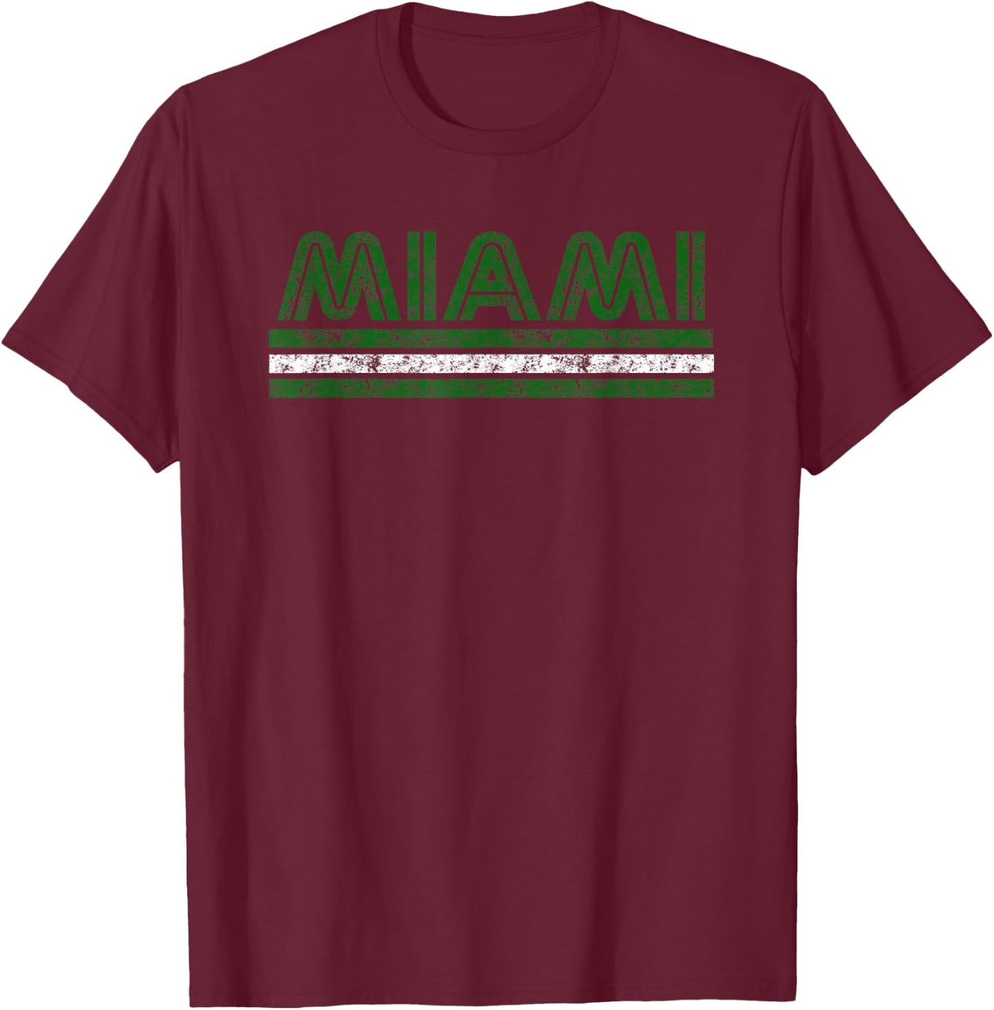 Miami Florida Vintage Weathered T-Shirt - T-Shirt | Maroon