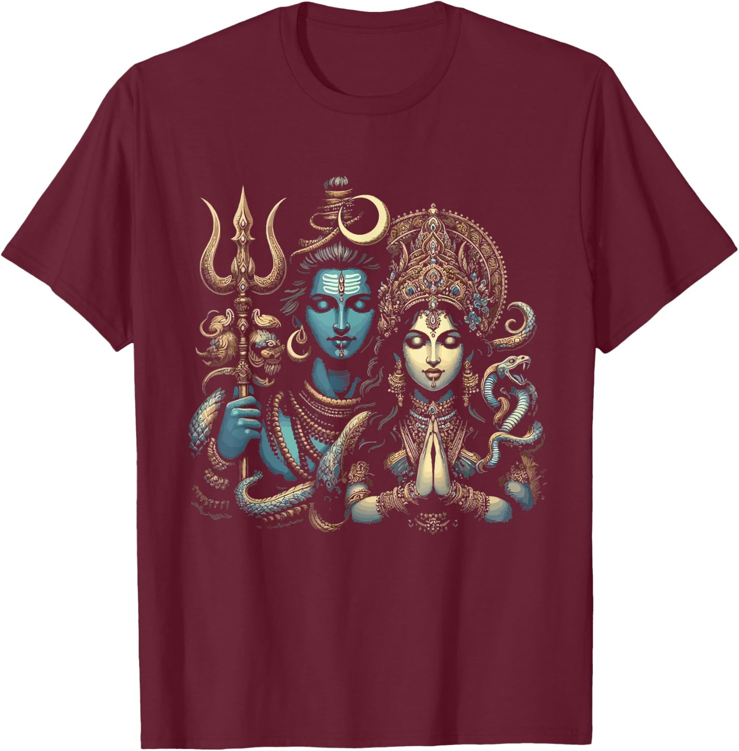 Lord Shiva Durga Hindu God Mahadeva Goddess Goddess Parvati T-Shirt - T-Shirt | Maroon
