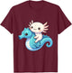 Cute Axolotl Riding A Seahorse. Funny Axolotls And Seahorses T-Shirt - T-Shirt | Maroon