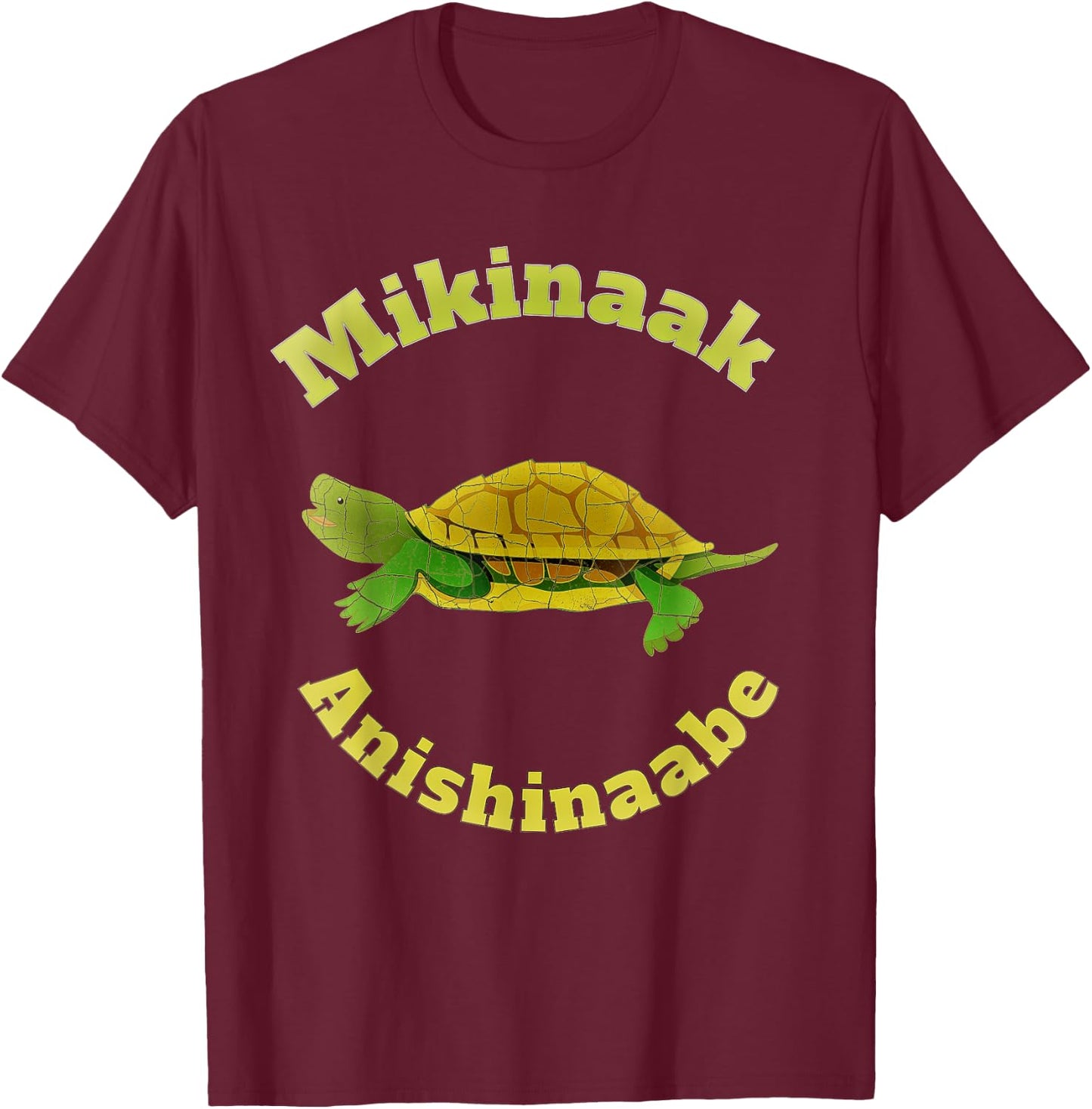 Mikinaak Anishinaabe Snapping Turtle T-Shirt - T-Shirt | Maroon