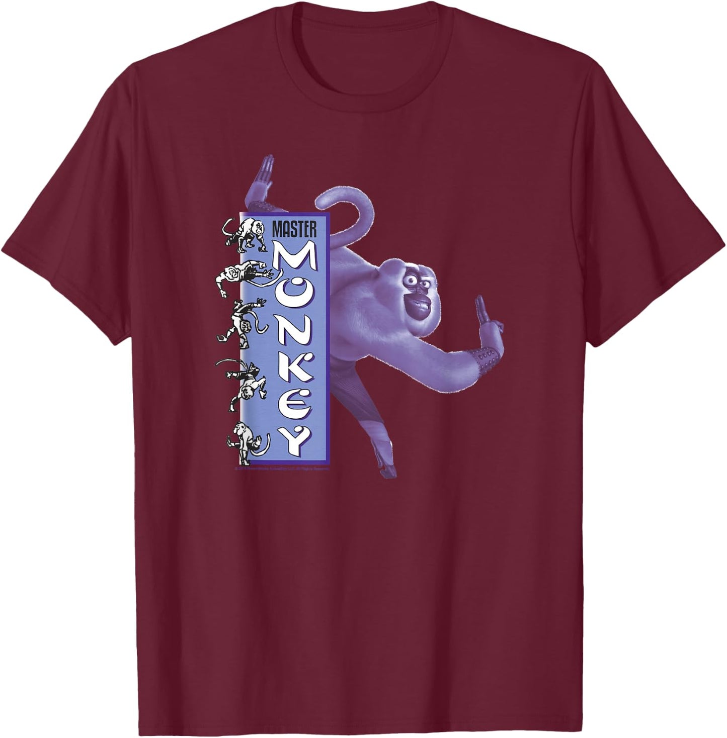 Kung Fu Panda Master Monkey Action Pose Banner T-Shirt - T-Shirt | Maroon